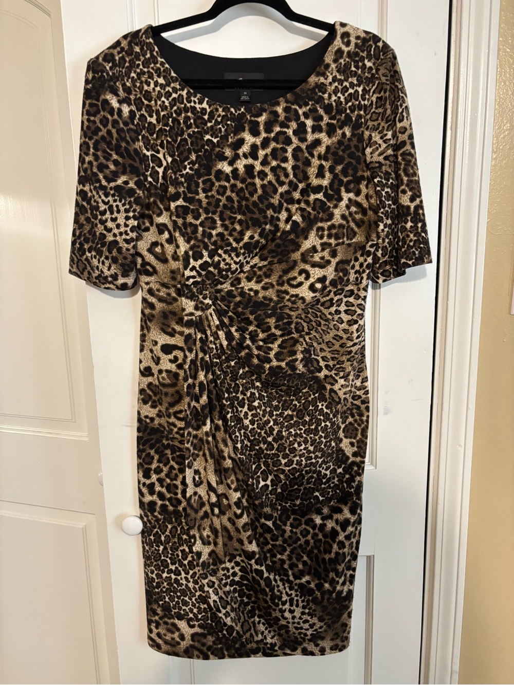 connected apparel Leopard-Print Midi Dress in Brown and Black